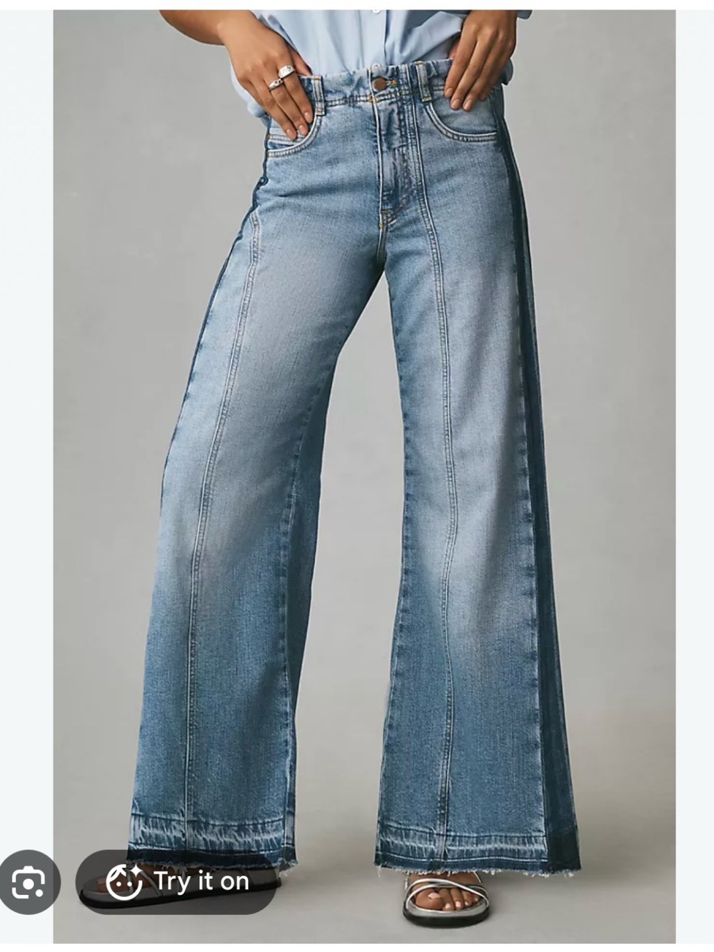 Anthropologie Pilcro the Adi Mid Rise Frayed Relaxed Flare jeans